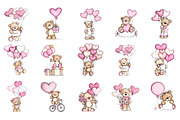Valentine's Day Teddy Bear Balloons, an Illustration by DreamArtGraphic (Thumbnail 3 of 4)