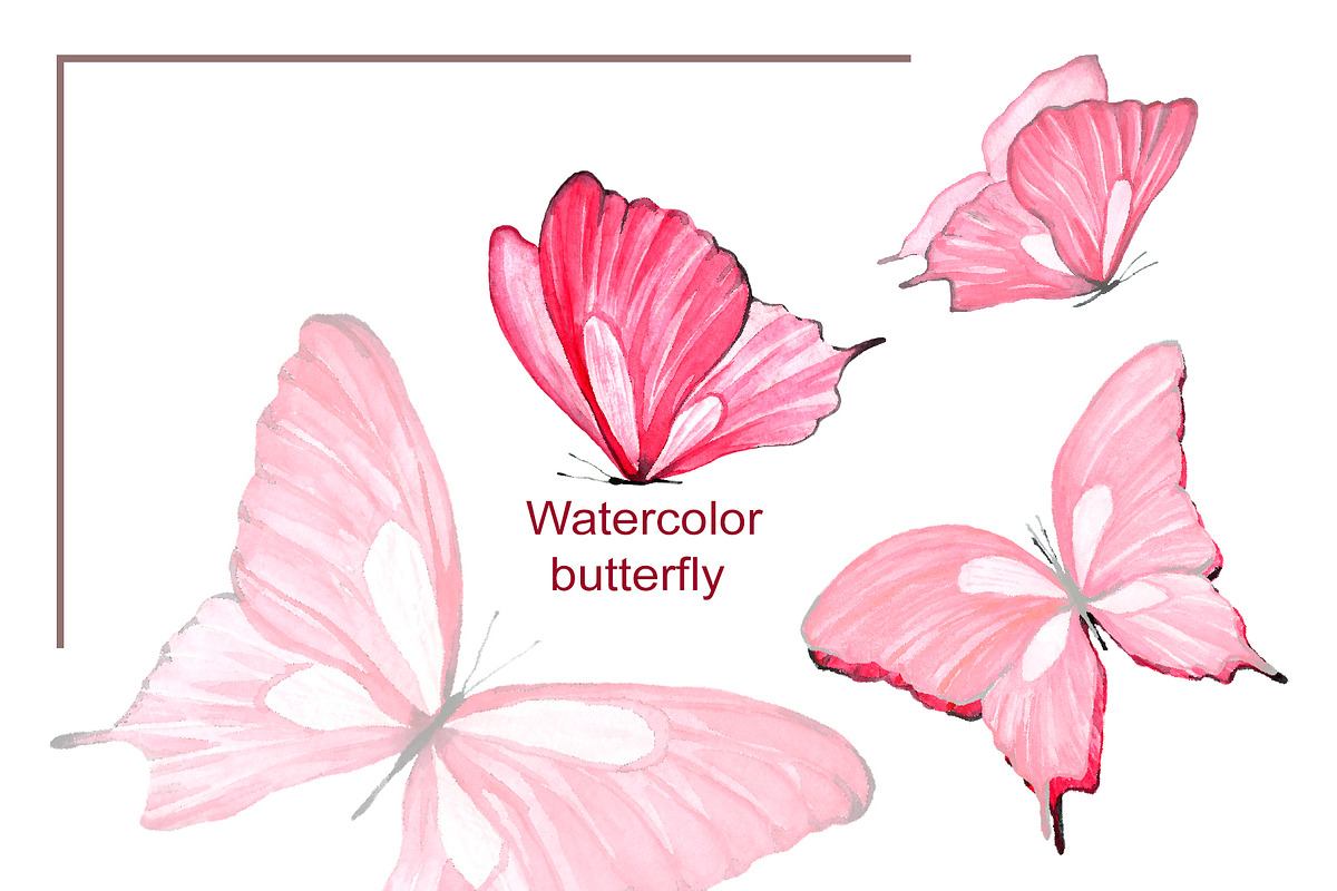 Watercolor pink butterflies, an Animal Illustration by Art Watercolor (Photo 1 of 2)
