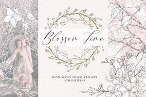Cherry blossom cliparts and patterns