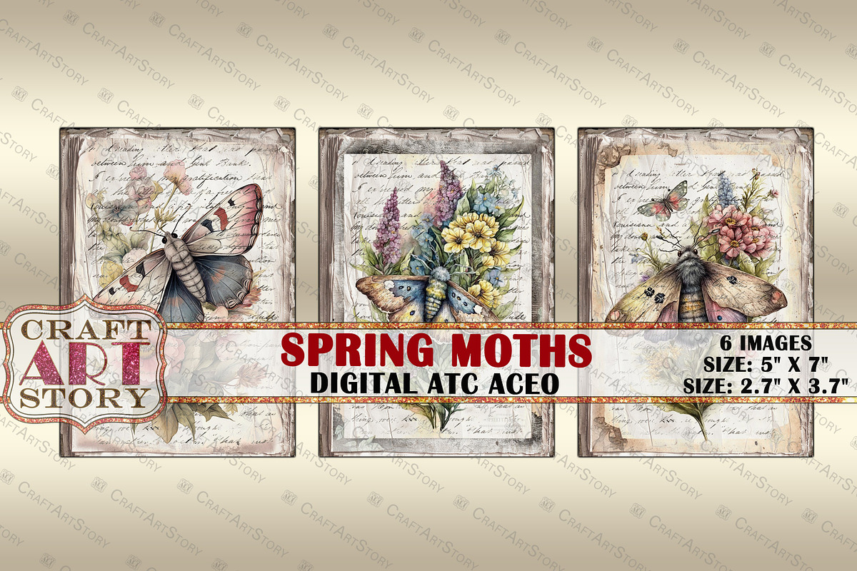 Spring moths card set,Collage, an Object Illustration by CraftArtStory (Photo 2 of 3)