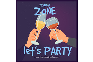 Alcohol party. hands holding glasses, a Food Illustration by Onyx