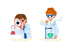 science experiment kid vector, an Illustration by pikepicture
