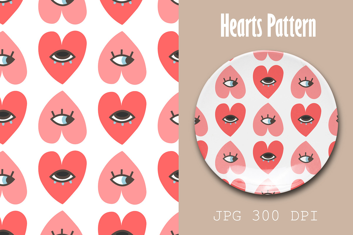 Hearts with Eye Pattern, a Pattern Graphic by fancykeith (Photo 1 of 2)