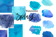 Watercolor blue splash,background., an Illustration by yulia.sukhanova (Thumbnail 1 of 2)