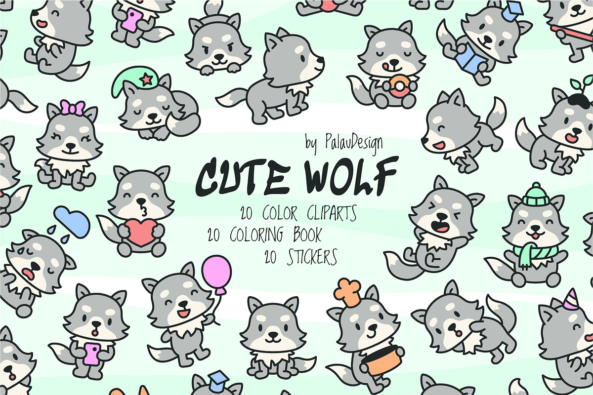 Cute Wolf Characters, an Animal Illustration by Palau (Photo 1 of 10)