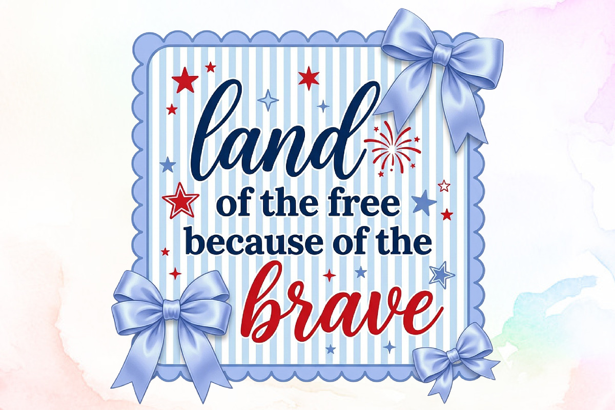 Preppy 4th of July Png, Land of Free, a Seasonal Illustration by Sublimation Artist (Photo 1 of 9)