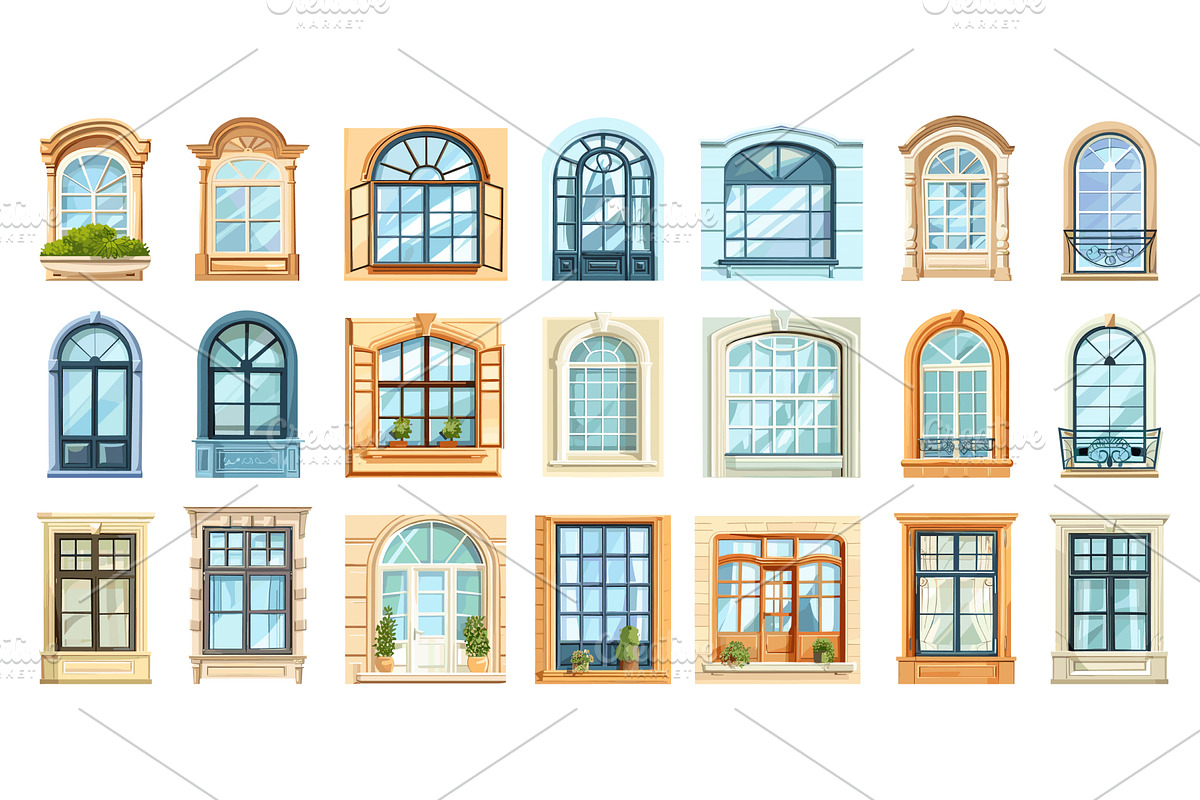 Cartoon Different Plastic Windows, an Object Illustration by LadadikArt