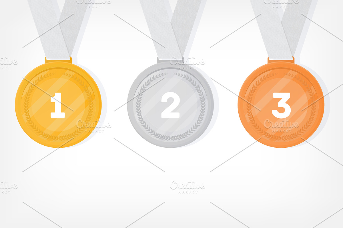Gold, silver and bronze medals set, a Decorative Illustration by Good Studio (Photo 2 of 3)