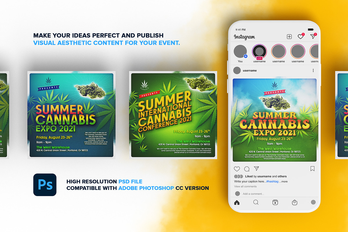 Summer Cannabis Expo Instagram Post, a Social Media Template by The Design For Co. (Photo 4 of 5)