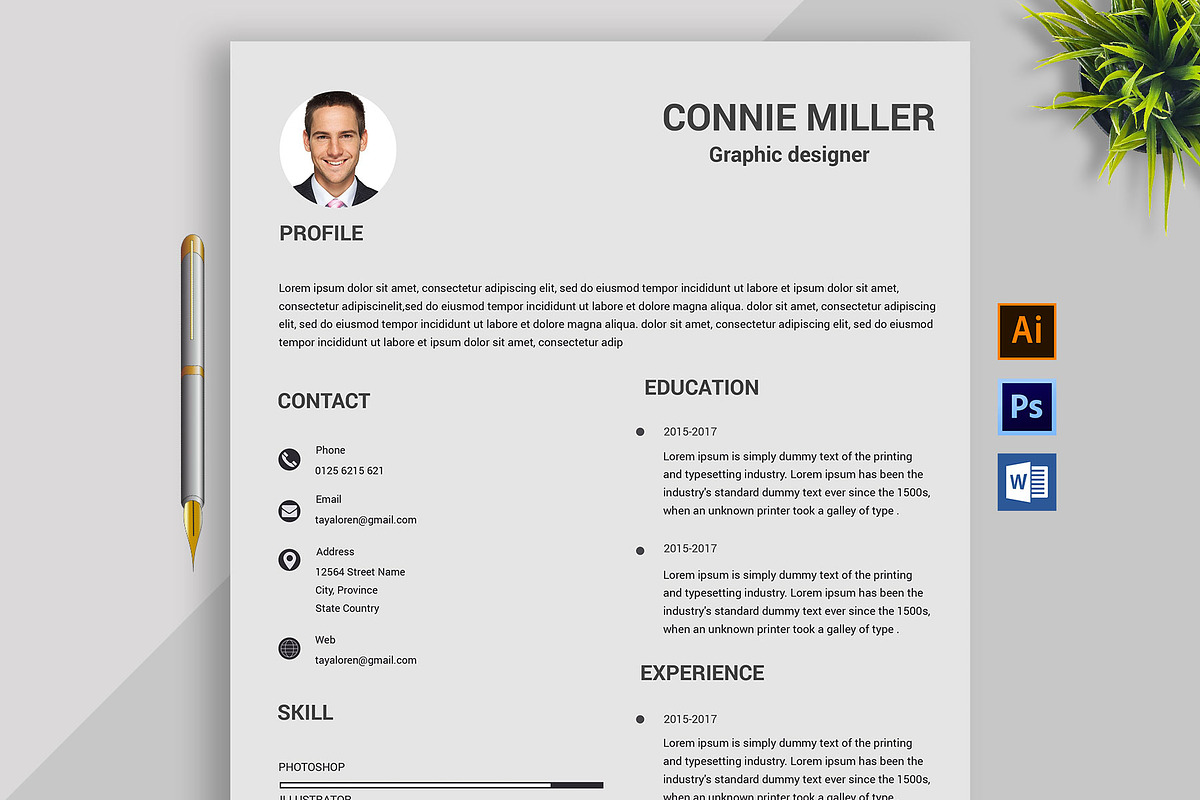 Resume Template and Cover Letter, a Resume Template by designvillage (Photo 1 of 13)