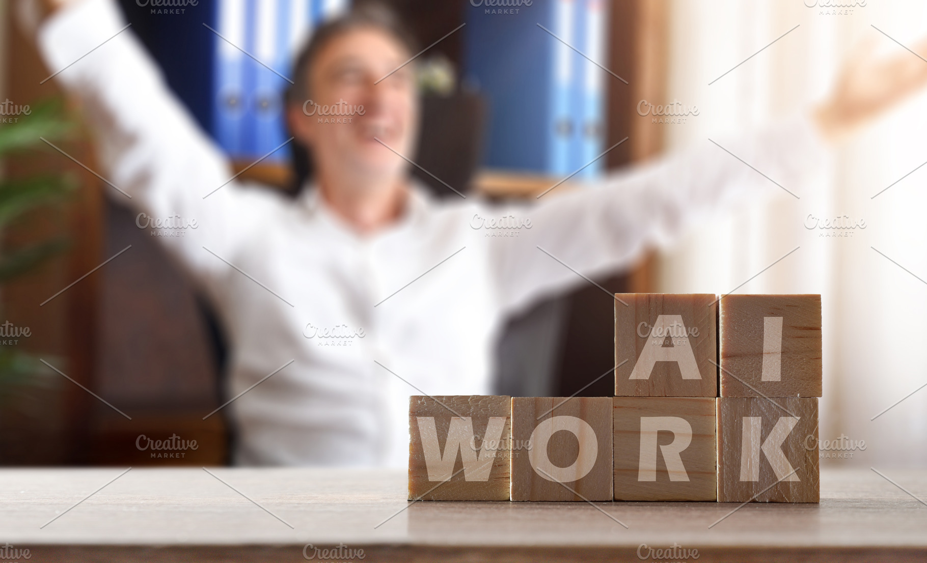 Senior Professional Celebrating AI Success at Workplace, a Business Photo by Davizro's Market