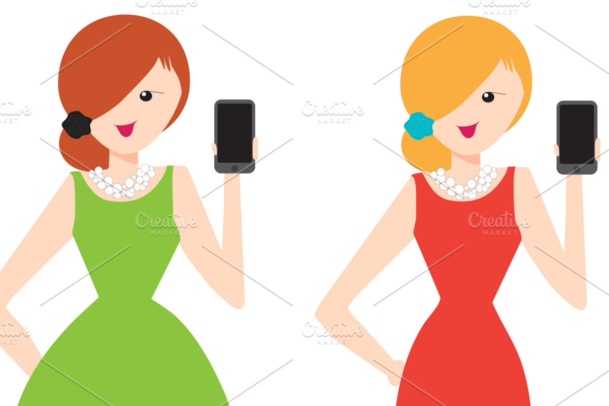 Social Girls on Phone, an Illustration by eightcrazy (Photo 3 of 3)