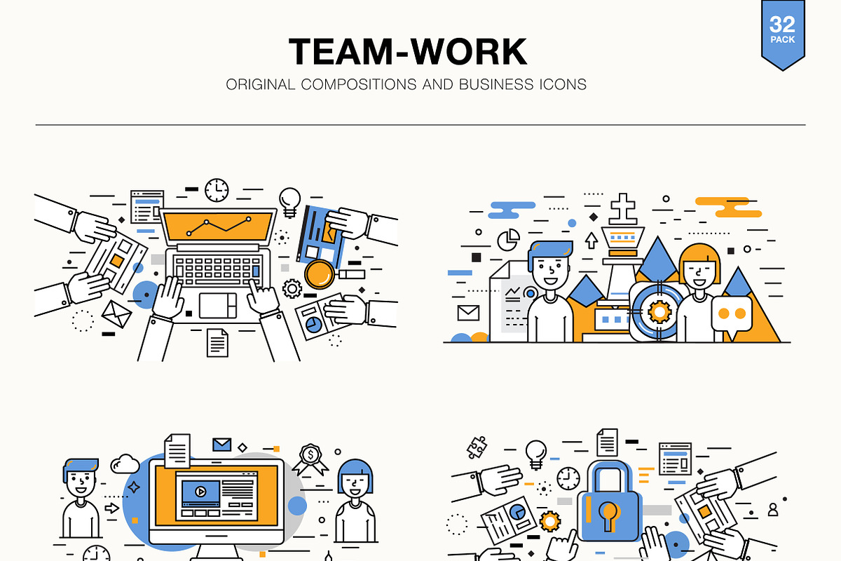 Modern team work pack, an Outline Icon by Vladimir Vihrev (Photo 1 of 3)