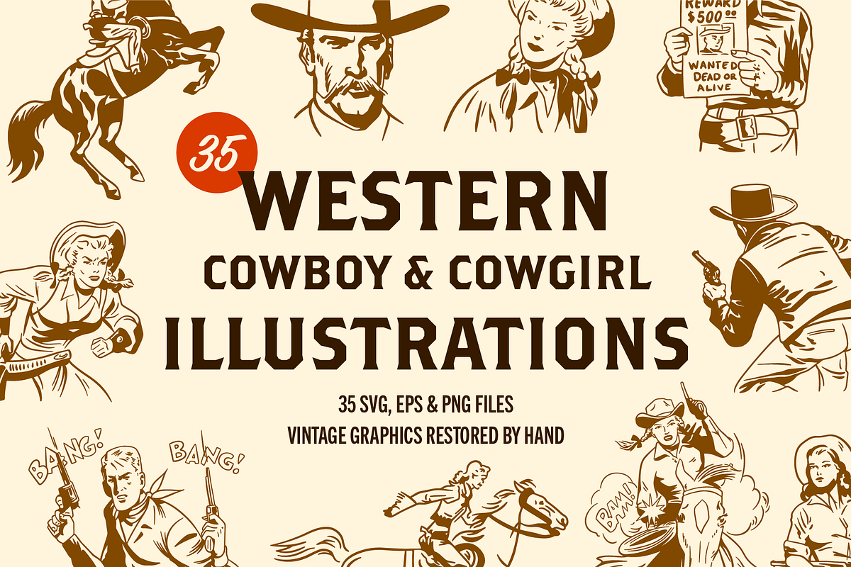 Western Illustration Cowboy Bundle, an Illustration by FM Era Studio (Photo 1 of 4)