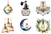 Watercolor Hanging Light Clipart, an Illustration by DreamArtGraphic (Thumbnail 2 of 5)