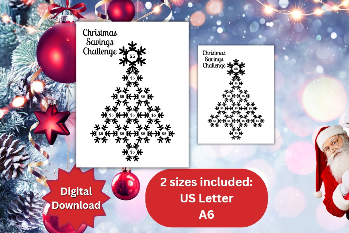 Christmas Savings Challenge PDF, a Stationery Template by Pixels N Bows (Photo 2 of 4)