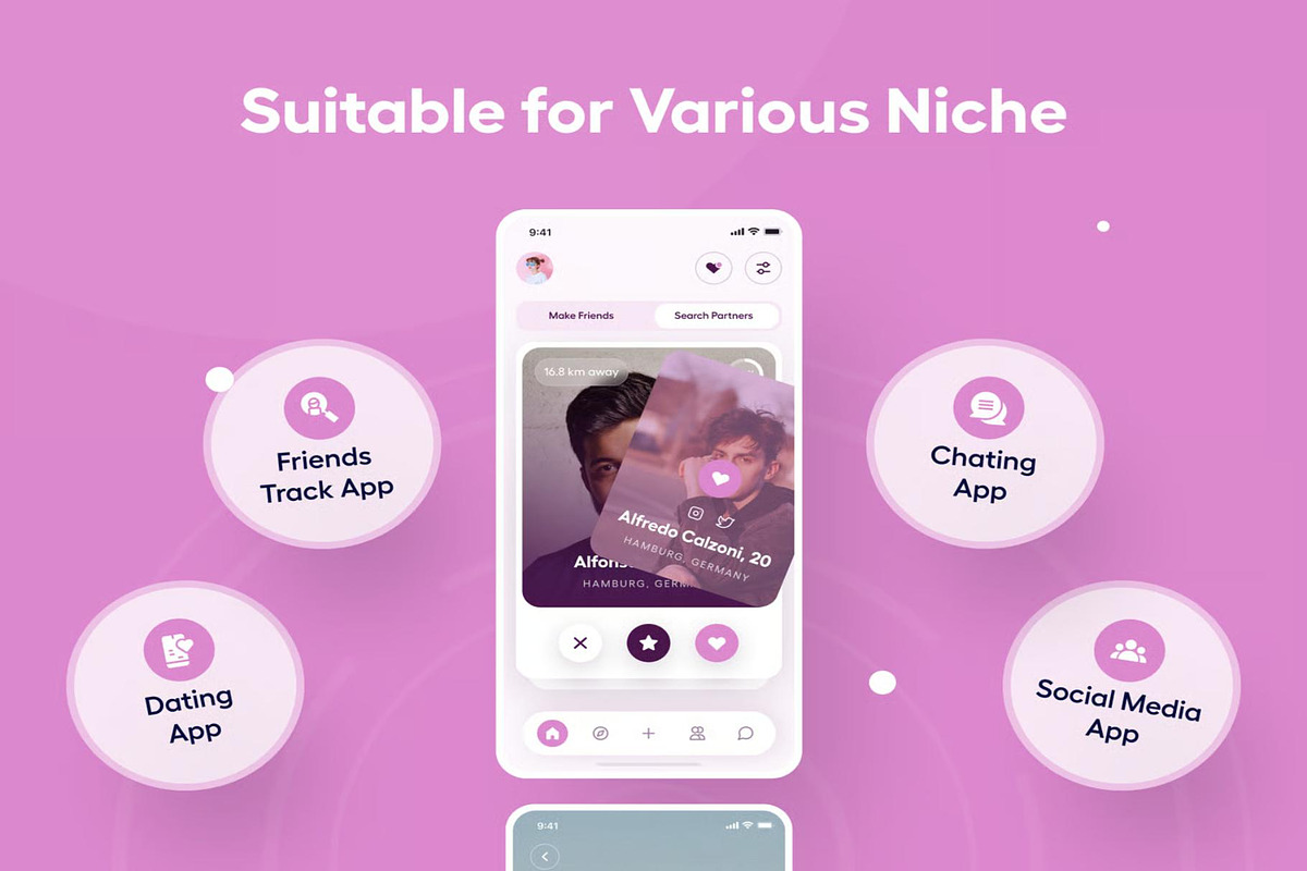 Friendzy - Dating App UI Kit, an UI Kit Template by Creative Perspective (Photo 4 of 8)