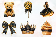Luxury Black Kids Birthday Clipart, an Illustration by RobertsArt (Thumbnail 4 of 7)