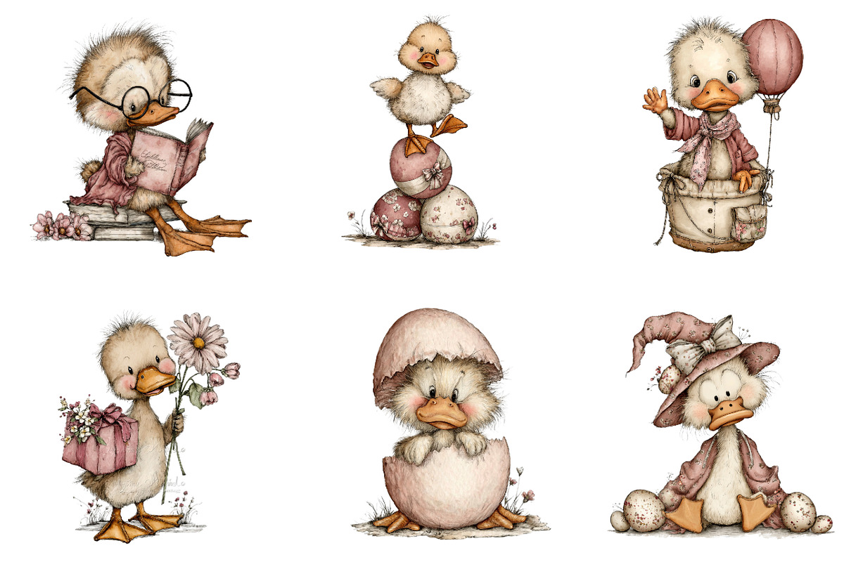 Whimsical happy easter duck clipart, an Illustration by CreationArt (Photo 4 of 5)