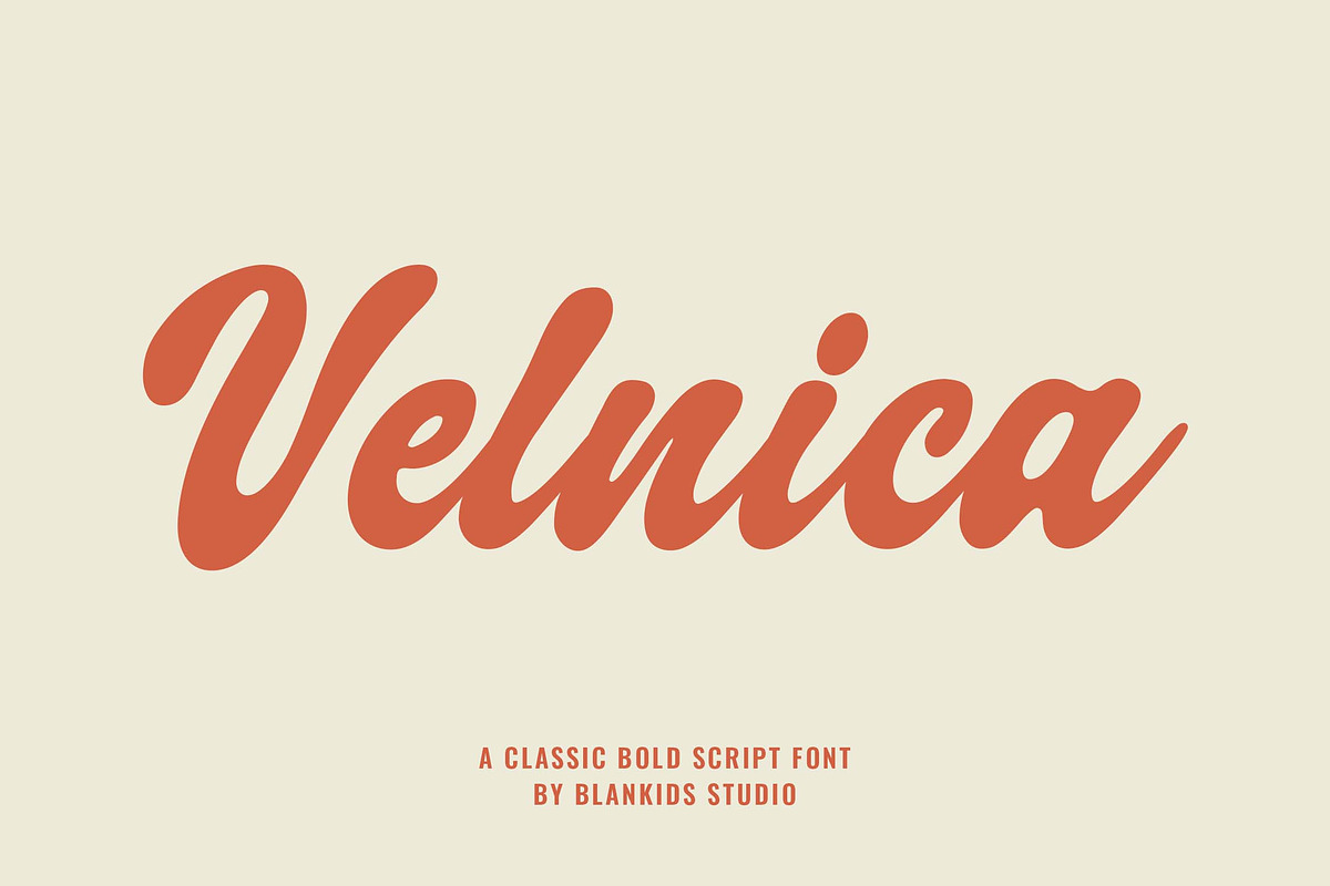 Velnica a Classic Bold Script Font, a Script Font by Blankids Studio (Photo 1 of 9)