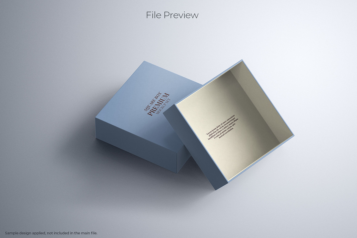 Square Rigid Two-Piece Box Mockup, a Packaging Mockup by Sheikhadesign (Photo 6 of 11)