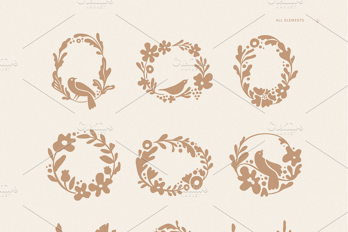 Birds and flowers - vector elements, a Background Graphic by venimo (Photo 6 of 6)