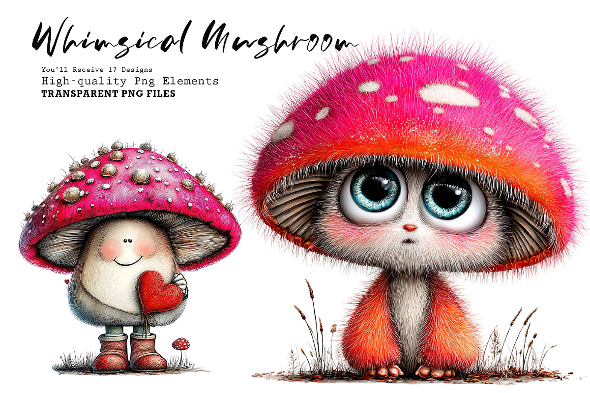Whimsical Mushroom Clipart Bundle, a Seasonal Illustration by CreationArt (Photo 1 of 6)