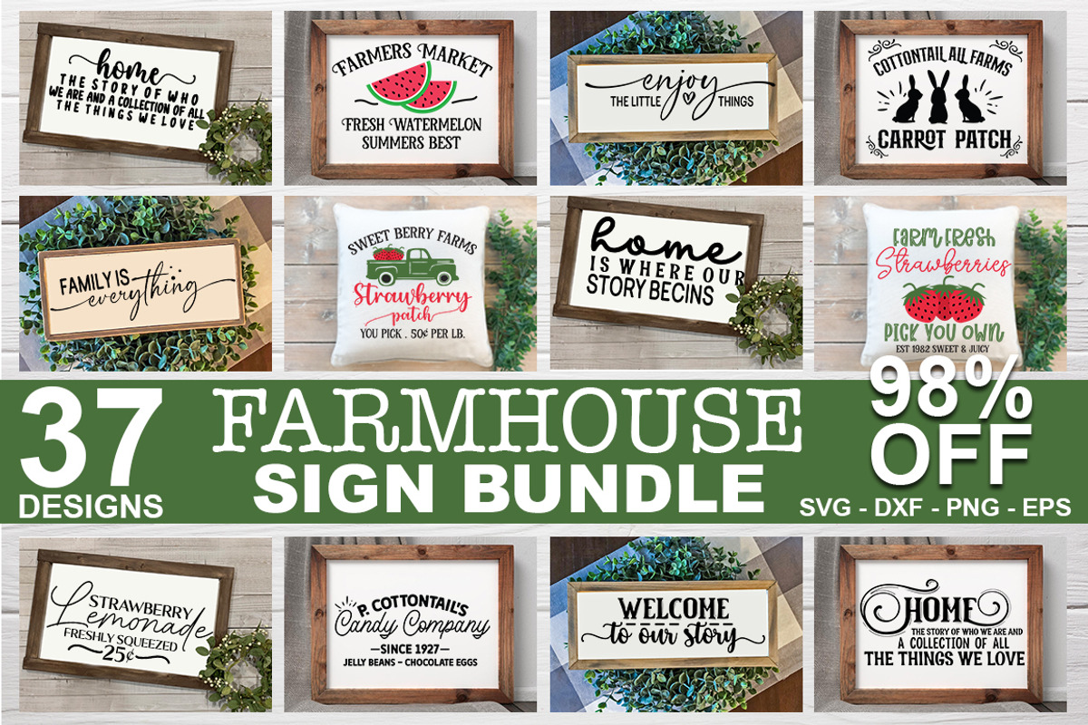 Farmhouse Sign Svg Bundle, a Decorative Illustration by Fokira (Photo 1 of 12)