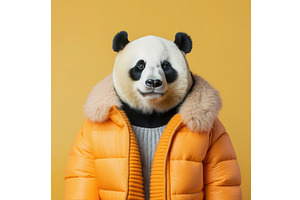 Panda Bear In Winter Jacket. Fashion