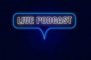 Live Podcast Neon Sign PSD Editable