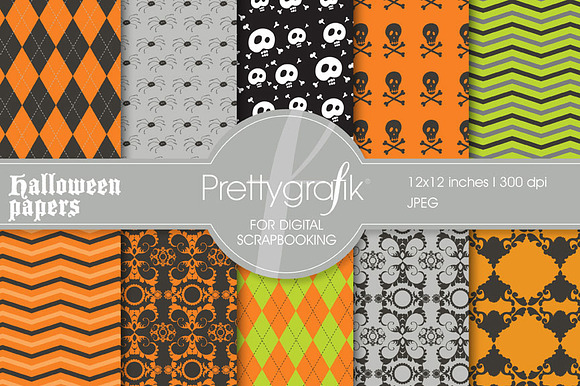 Halloween digital paper, commercial preview 5