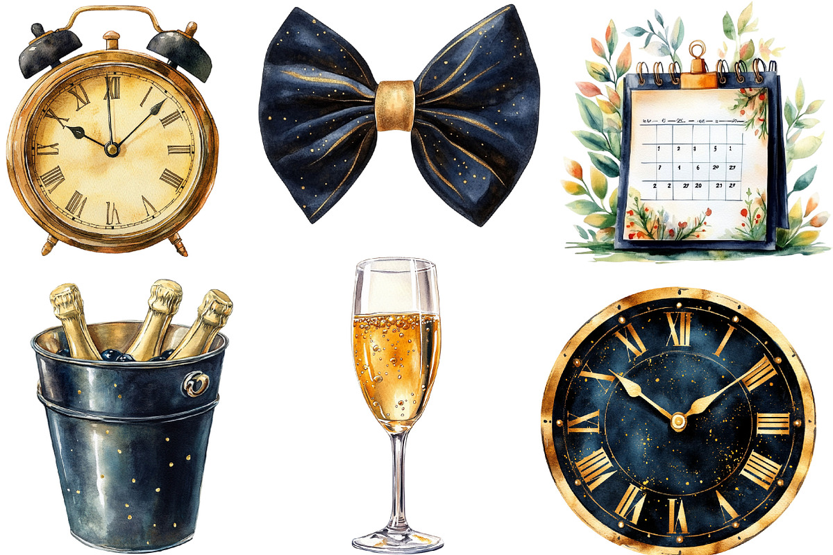 Golden and Black New Year Clipart, an Illustration by Designking (Photo 2 of 5)