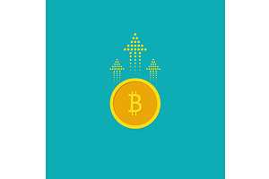 Bitcoin icon. Btc growth concept, a Finance Illustration by Vector Creator