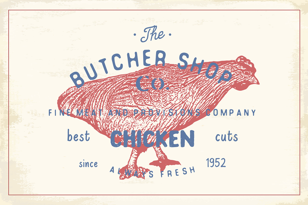 Butcher Shop Chicken Logo Template, an Animal Illustration by Lemon Workshop (Photo 2 of 3)