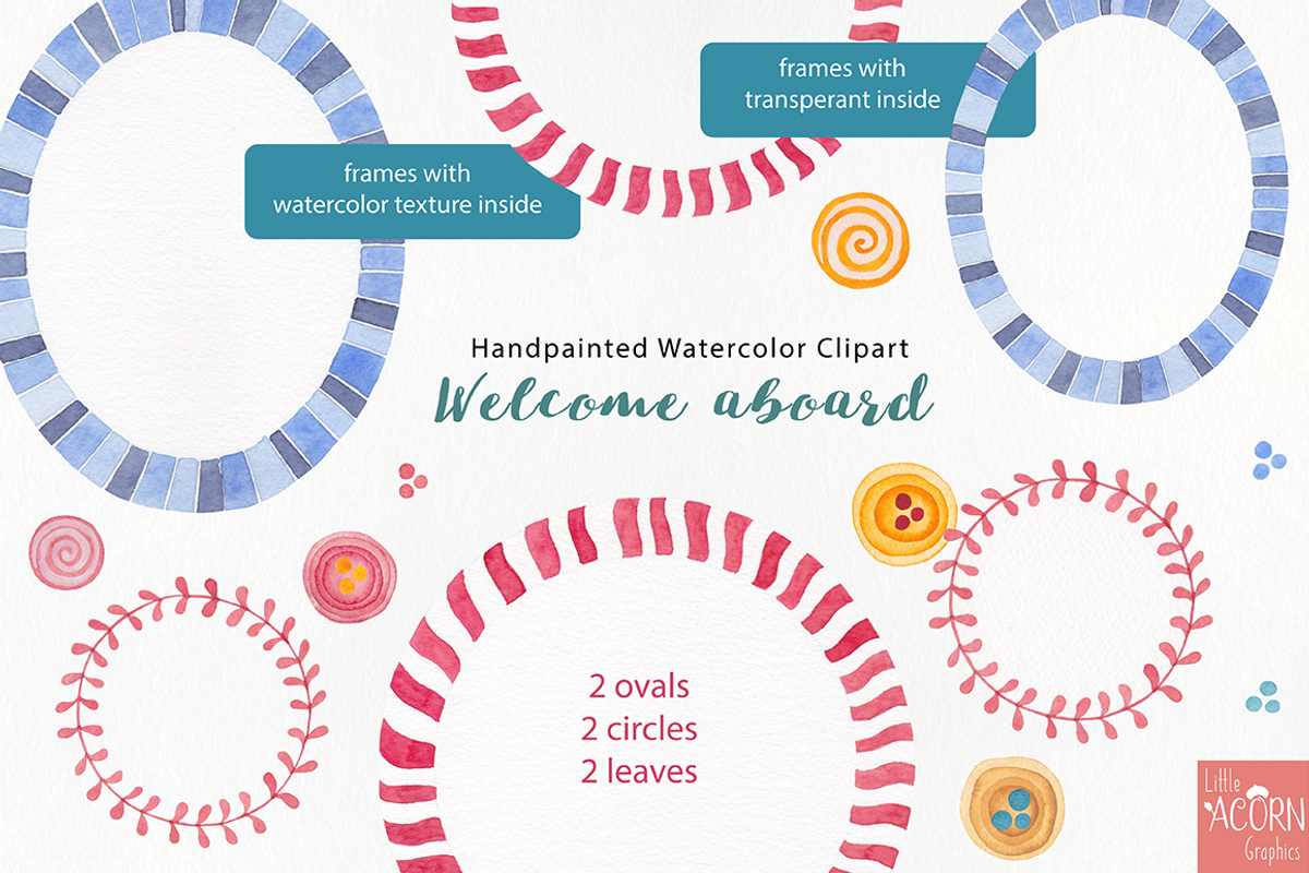 Welcome aboard watercolor graphics, an Animal Illustration by LittleAcornGraphics (Photo 12 of 12)