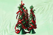 Red and Green Ribbon Christmas Trees, a Seasonal Illustration by Craft Nest (Thumbnail 4 of 5)