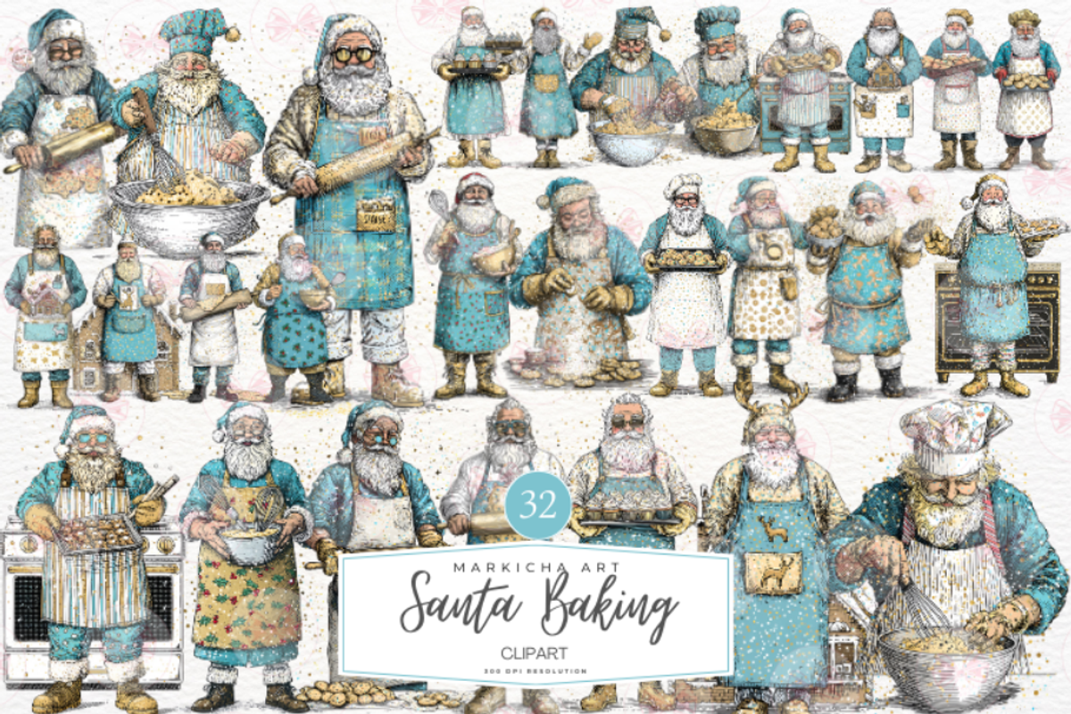 Santa Baking Clipart, a Graphic by Markicha Art (Photo 1 of 6)