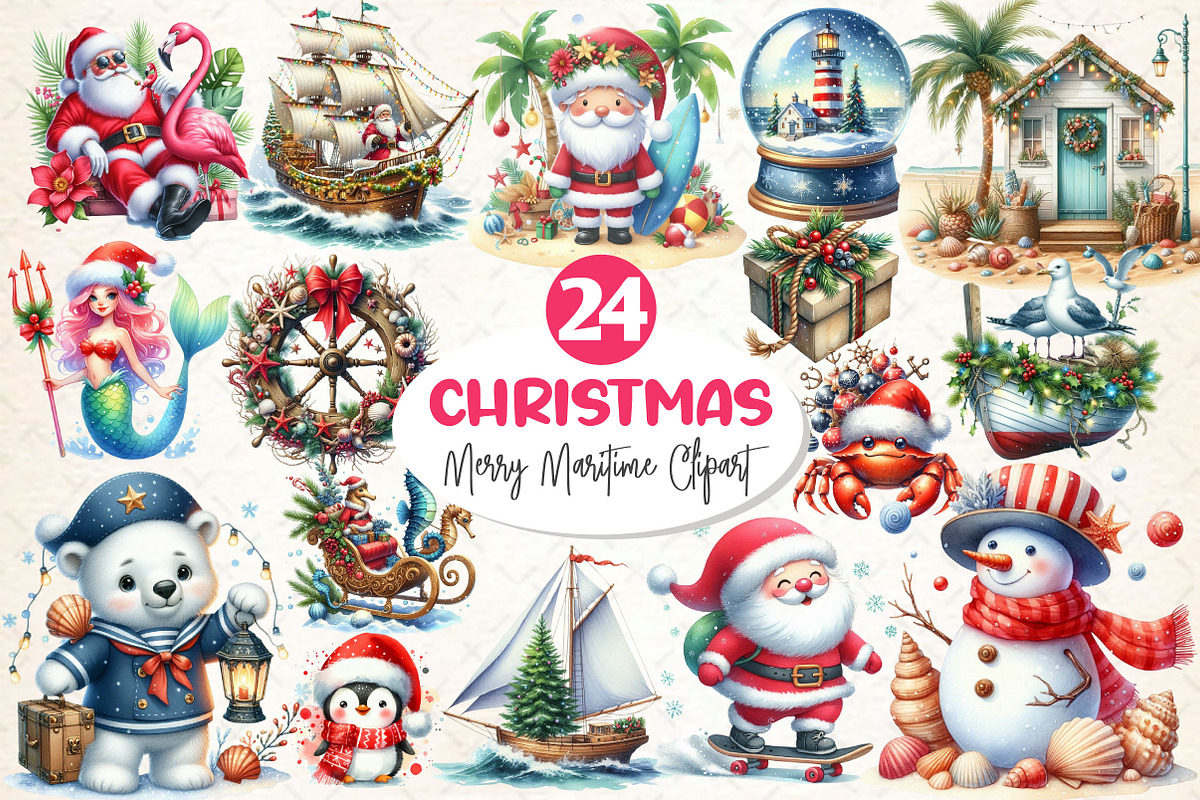 Merry Maritime Christmas Clipart, a Work Illustration by Dream Creation (Photo 1 of 5)