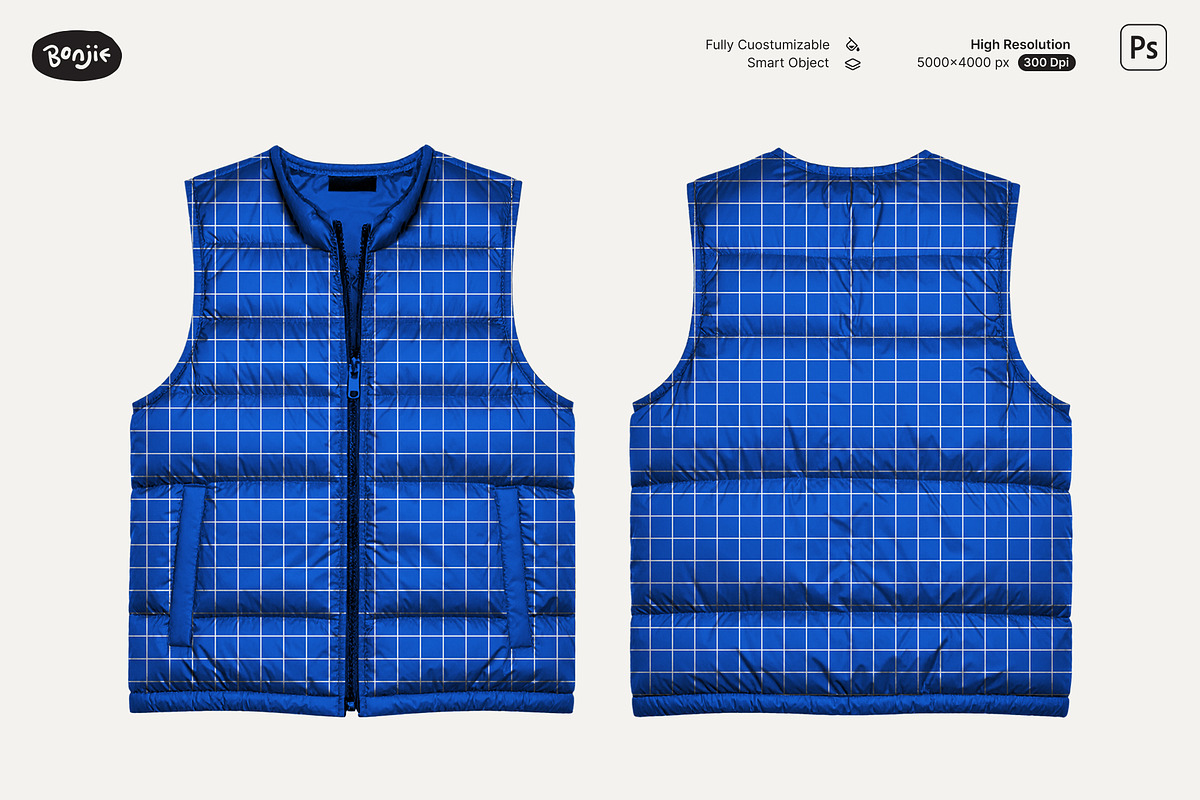 Boxy Puffer Vest Mockup, a Hoody Mockup by Pipello Grafik (Photo 3 of 3)