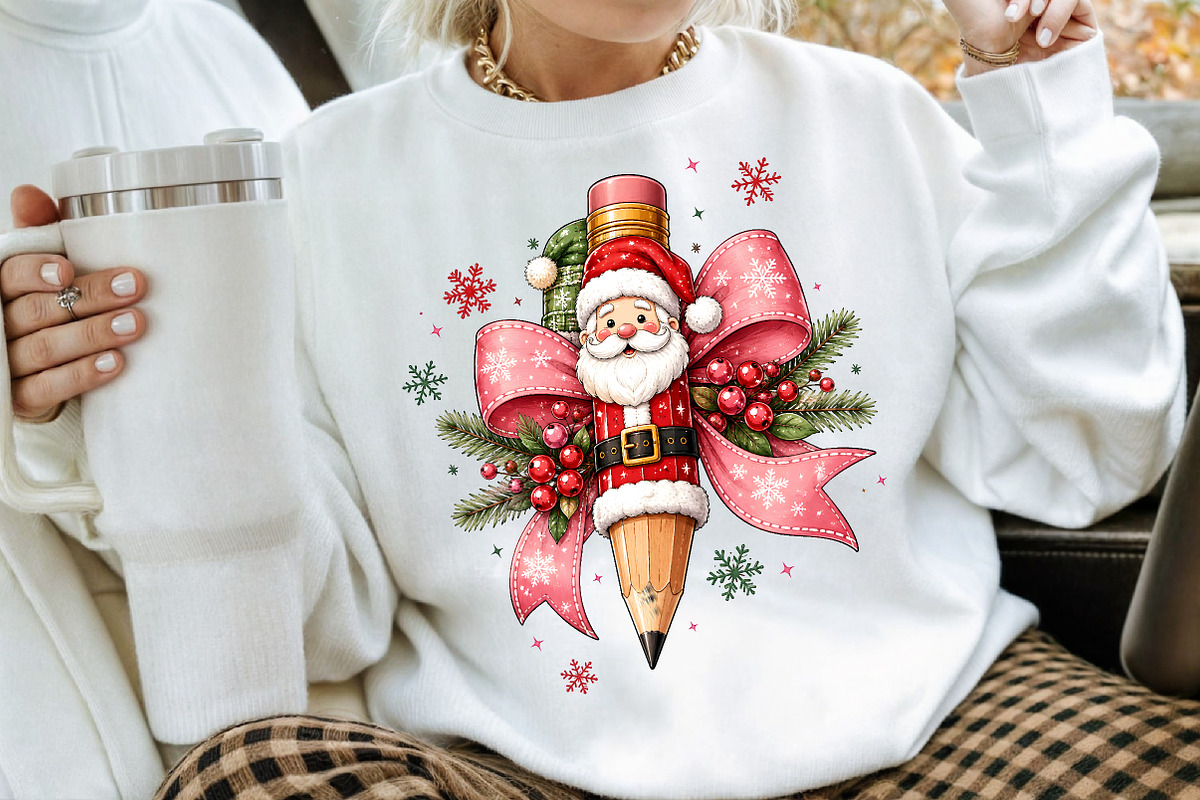 Santa Pencil Christmas Sublimation, a Seasonal Illustration by Creative Art (Photo 3 of 3)