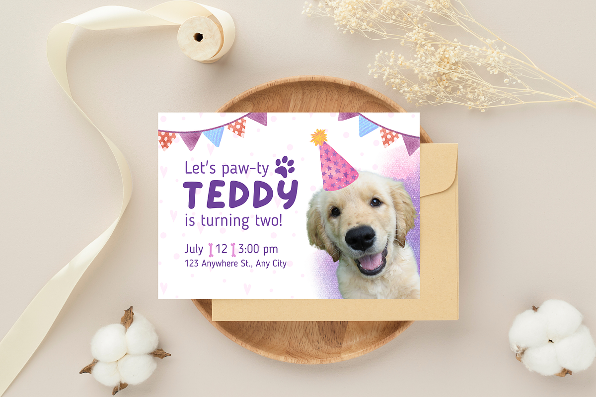 Let's Paw-ty Pet Birthday Invitation, a Design Template by TemplateCastleStore (Photo 6 of 9)