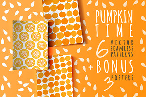 6 Patterns With Pumpkins 3 Posters