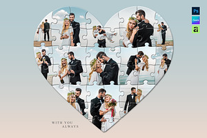 Love Heart Puzzle Photo Collage, a Social Media Template by DesignerCandies