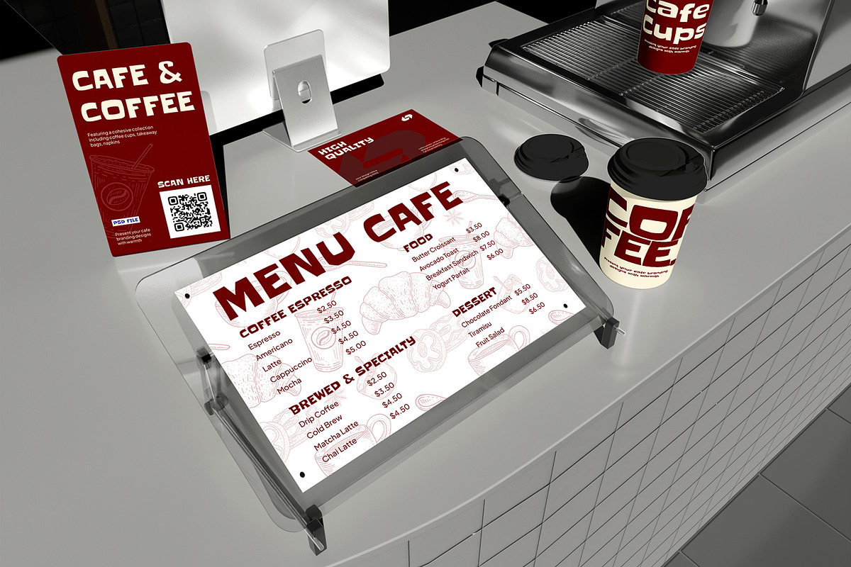 Cafe & Coffeeshop Branding Mockup, an Advertising Mockup by Permadi Creative (Photo 2 of 5)