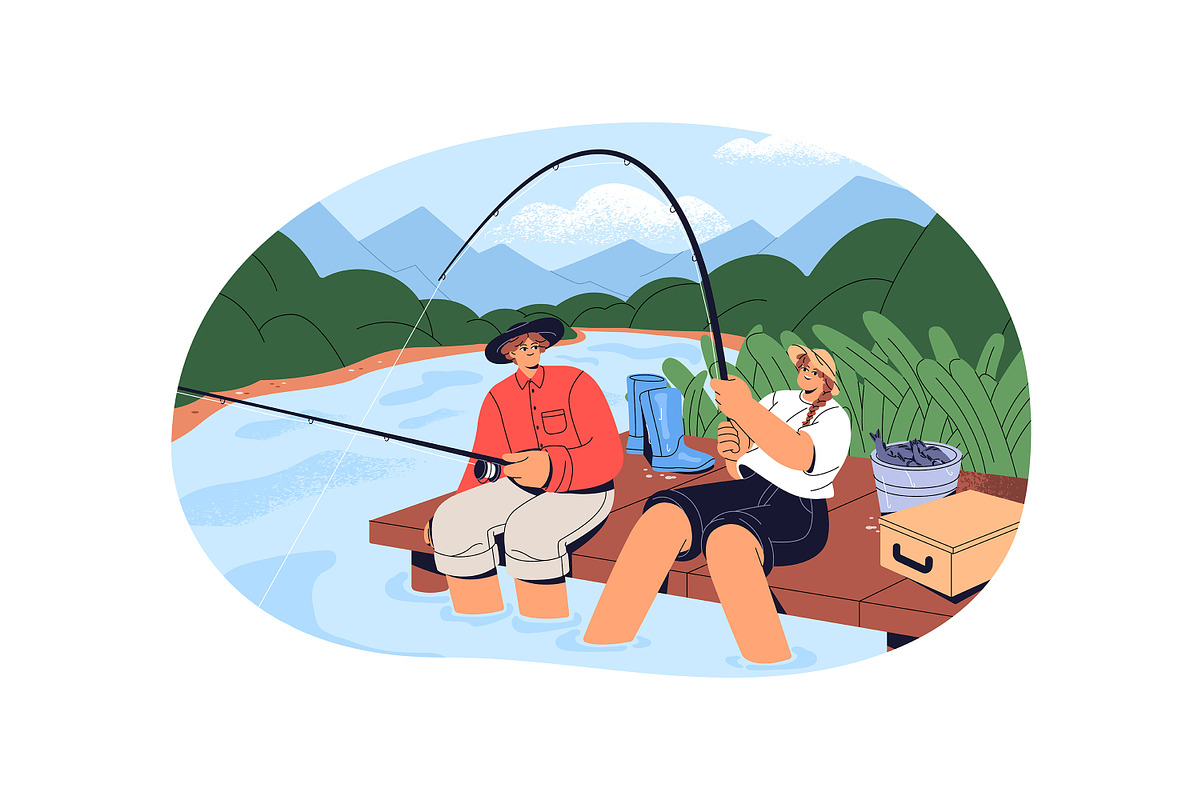 People fishing in summer set, a Person Illustration by PaperTrident (Photo 4 of 5)