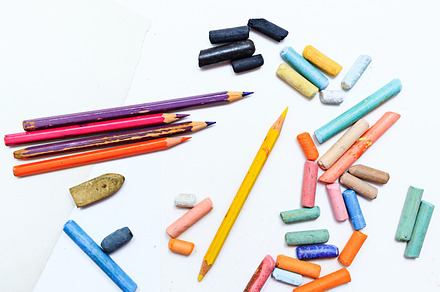 Colored pencils and crayons containing creativity, colored, and closeup, an Arts & Entertainment Photo by Elena Vagengeim
