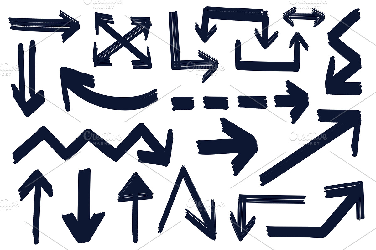Bold brush marker hand drawn icons, an Object Illustration by Lemberg Vector
