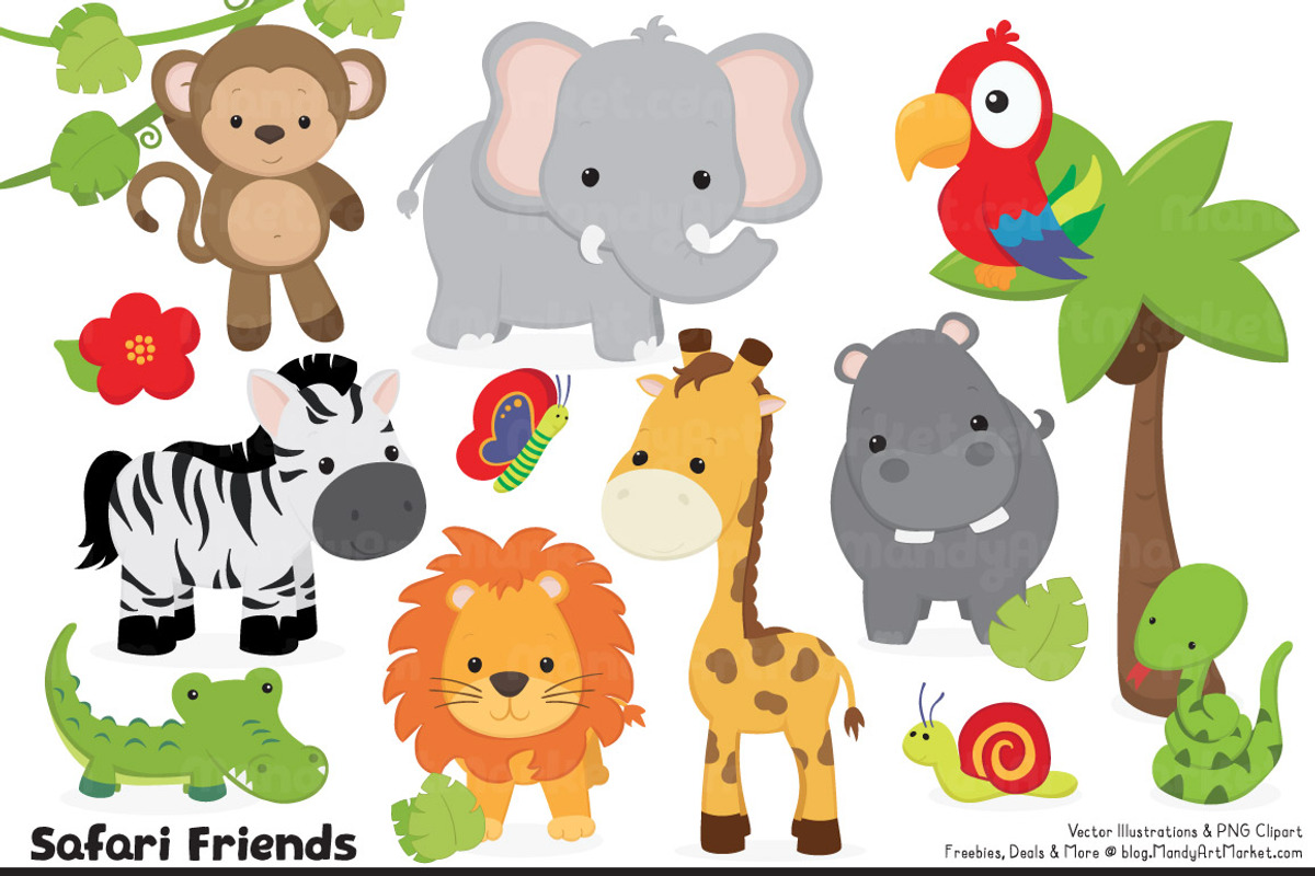 Cute Jungle Animal Clipart, an Animal Illustration by Amanda Ilkov (Photo 1 of 3)