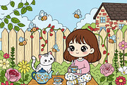 Cat Bestie Coloring Book Pages, an Illustration by one-touch (Thumbnail 8 of 15)