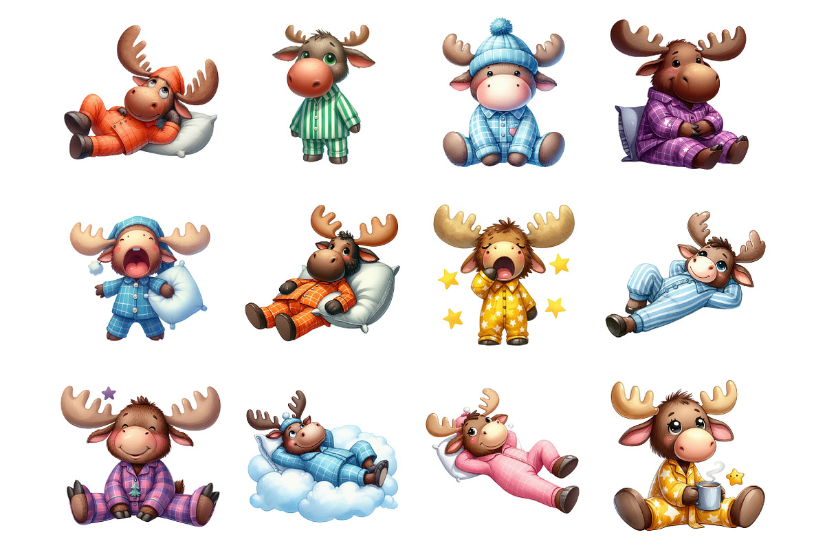 Funny Moose Sublimation Clipart, an Illustration by SinaCreation (Photo 2 of 7)